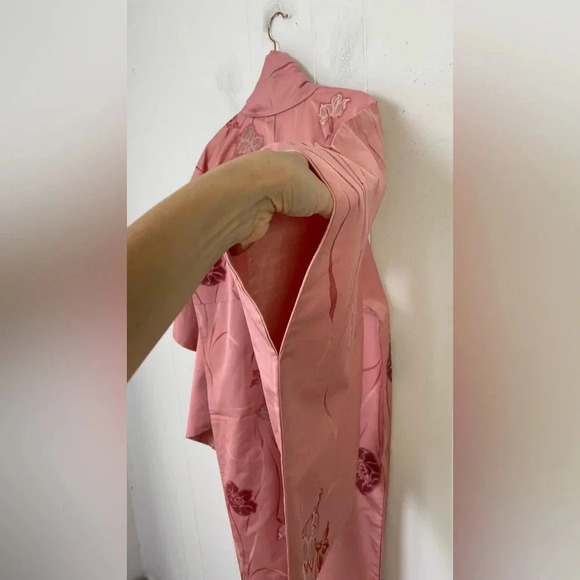 Kimono Japanese Vtg Silk Coats Jackets Haori Cardigan Pink Floral Long OS* - Picture 11 of 16